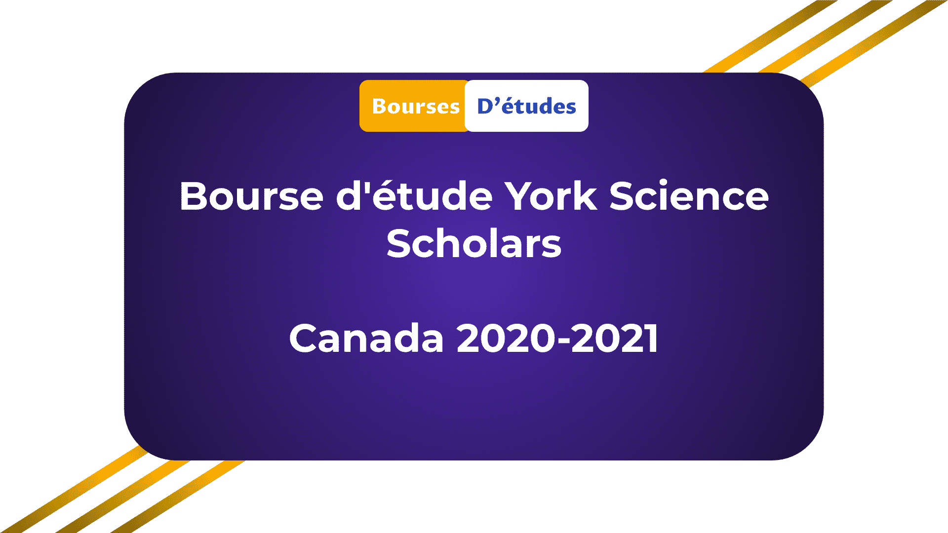 Bourse d'étude York Science Scholars Canada 2020