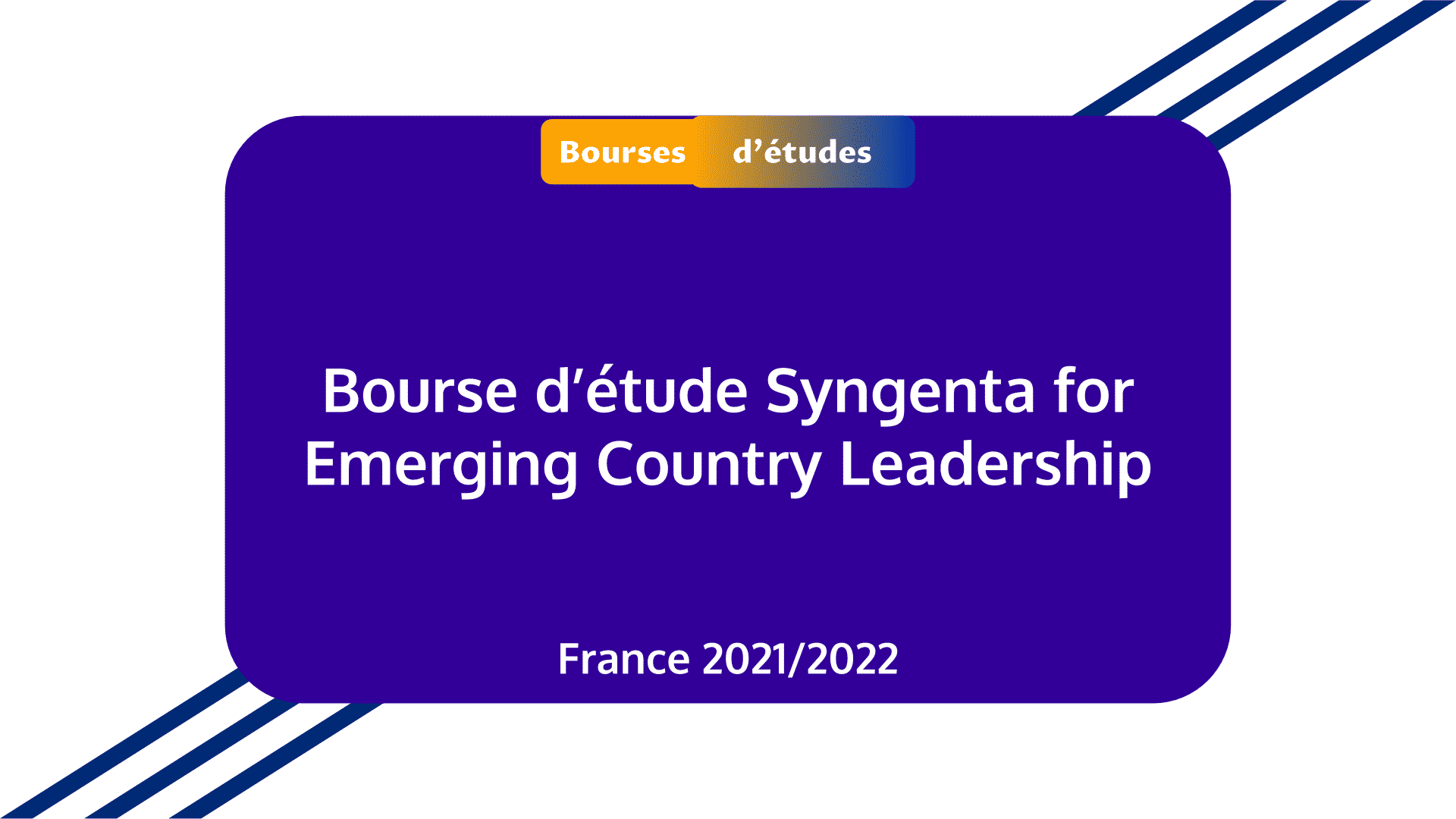 Bourse Syngenta for Emerging Country Leadership France 2021