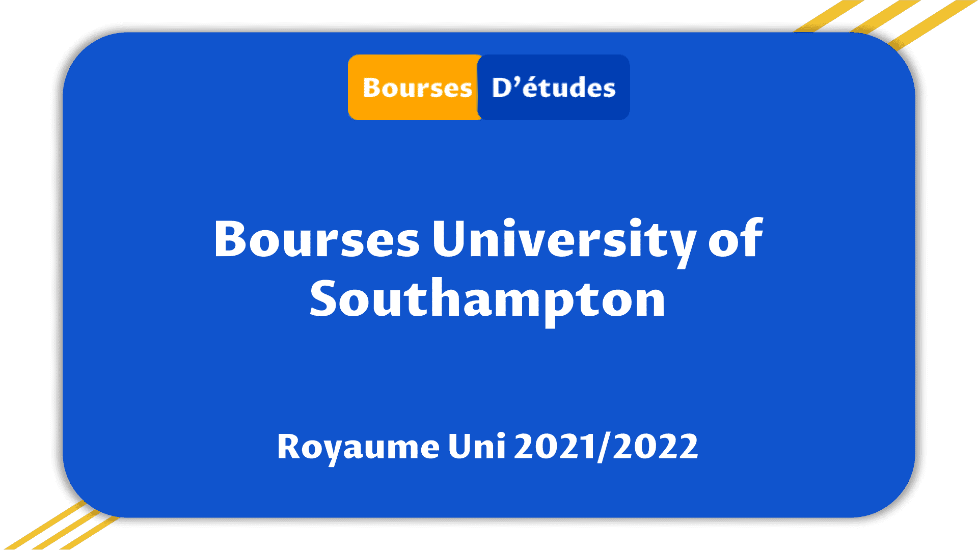 Bourses University of Southampton Royaume Uni 2021