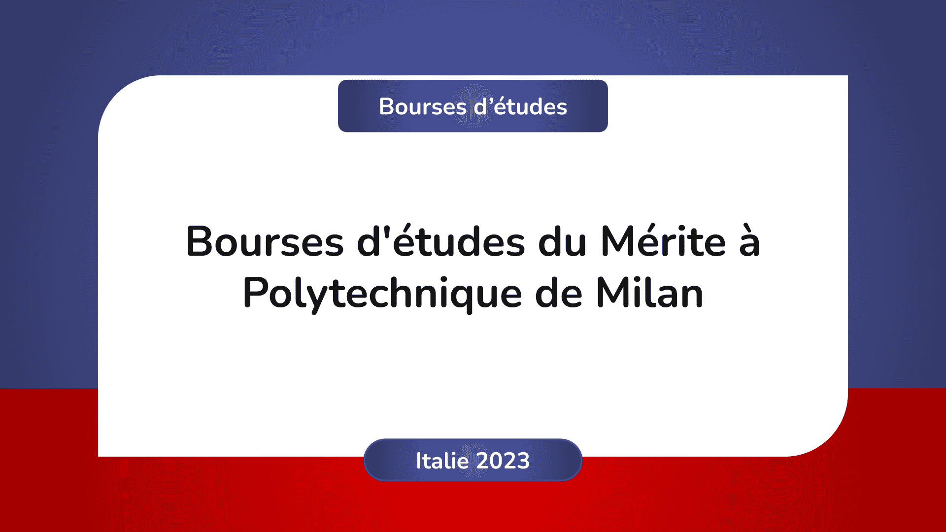 Bourses d'études du Mérite Polytechnique de Milan Italie